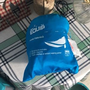 Blue & teal parachute material traveling hammock.
